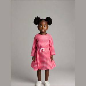 OshKosh B'gosh Girls Size 8 Pink and White Stripe Cotton Dress